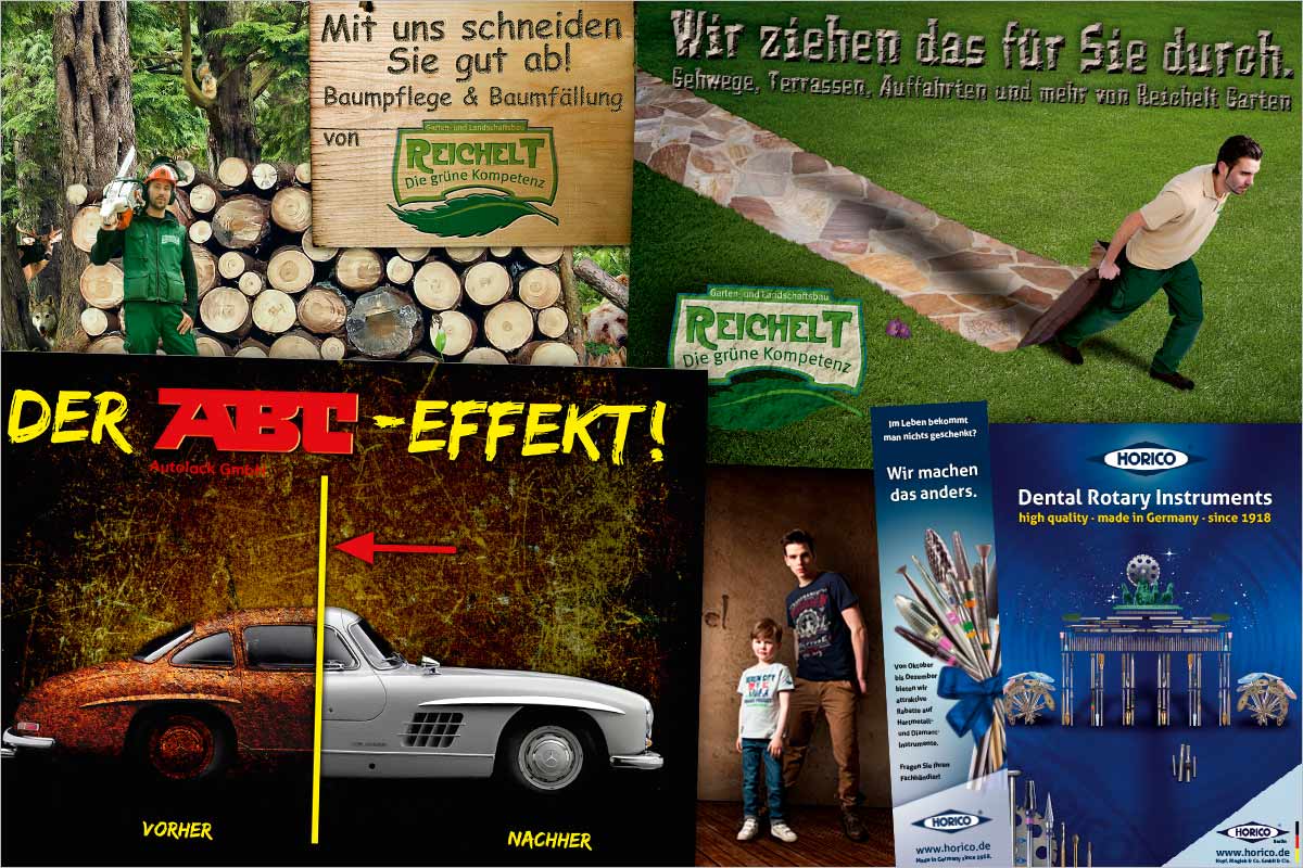 Bildcollagen der Werbeagentur für Bad Saulgau, Ostrach und Pfullendorf