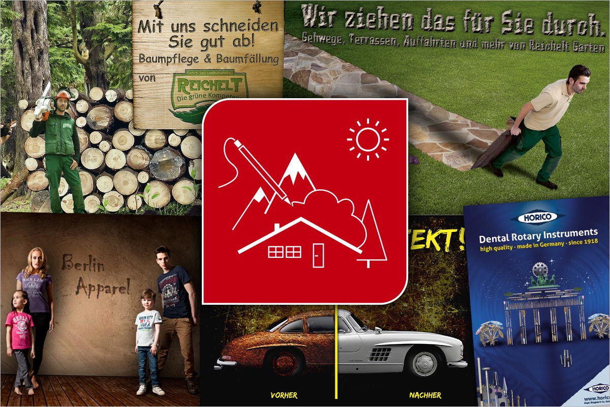 Bildcollage von Referenzen im Grafikdesign (Bildcollagen) - Werbeagentur für Ulm