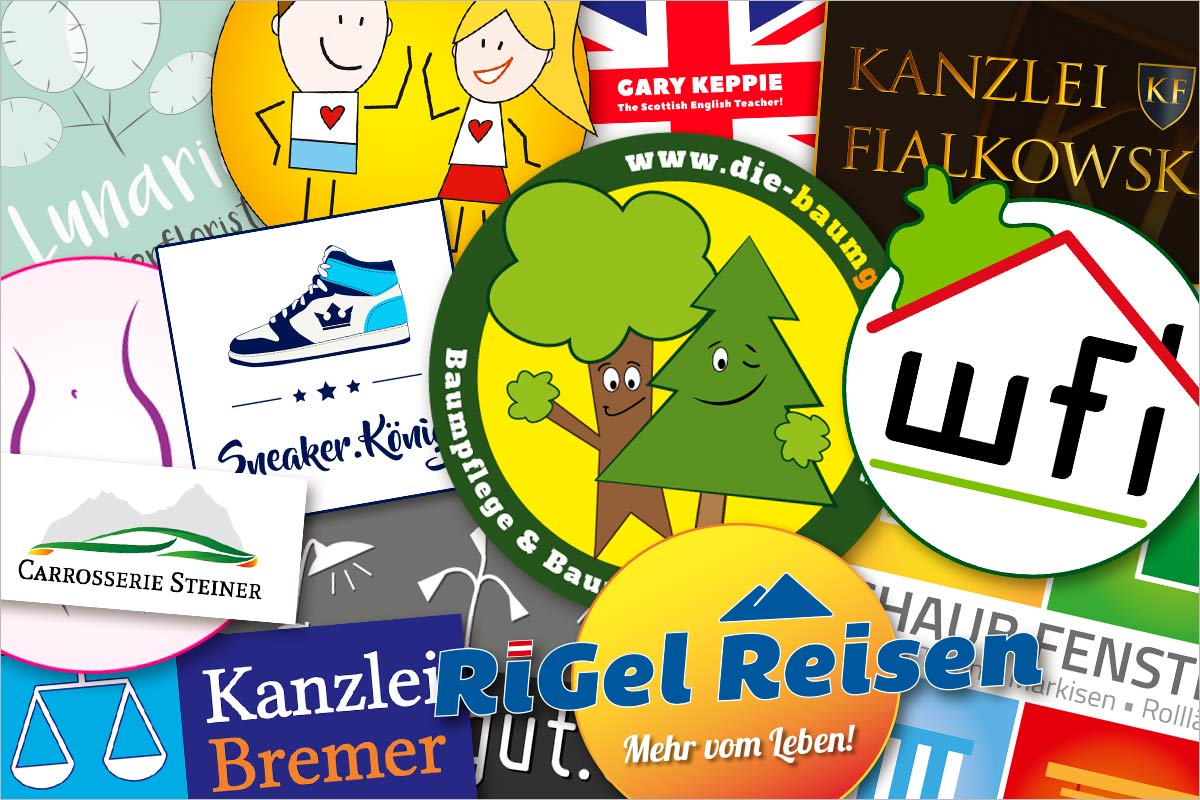 Bildcollage von Referenzen Logo Design - Werbeagentur für Ulm