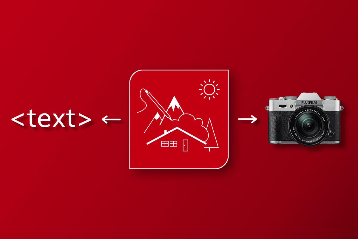Bildcollage mit Kamera und <text>-Tag für das Texten und die Werbefotografie  in Ulm